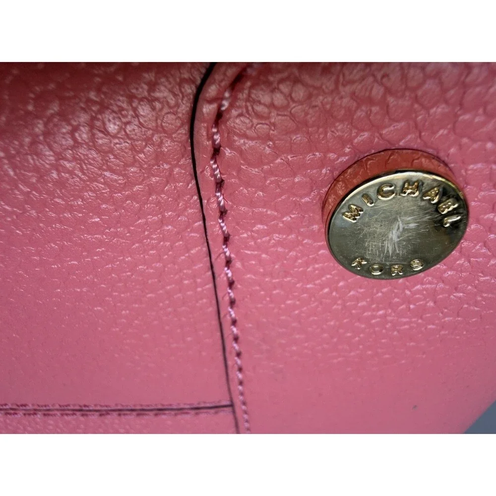 NWT Michael Kors Mercer Large Accordion Tote Pebbled Leather Grapefruit Pink - Picture 15 of 16